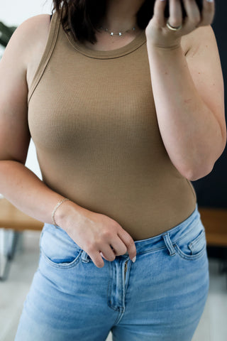 Tan Ribbed Body Suit