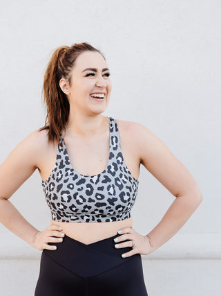 Black & Grey Leopard Sports Bra
