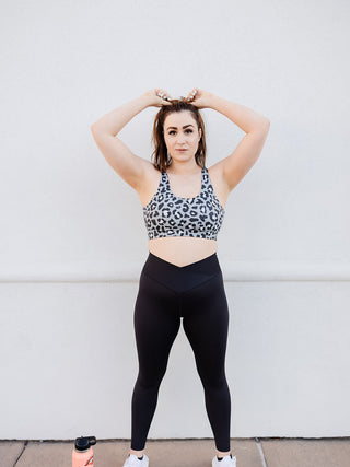 Black & Grey Leopard Sports Bra