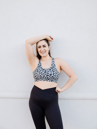 Black & Grey Leopard Sports Bra