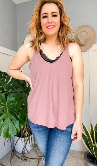 Dusty Mauve Ribbed Tank