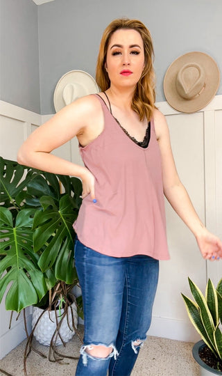 Dusty Mauve Ribbed Tank